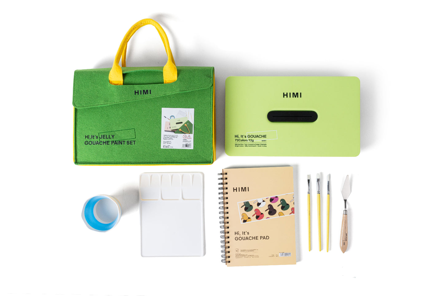 HIMI : Jelly Cup Gouache Kit : 12ml Twin Cups : Set of 72 Colours : Apple Green Case