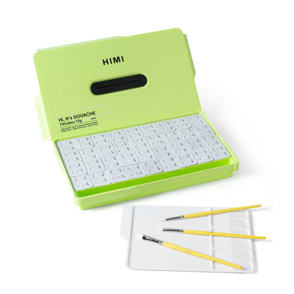 HIMI : Jelly Cup Gouache Kit : 12ml Twin Cups : Set of 72 Colours : Apple Green Case