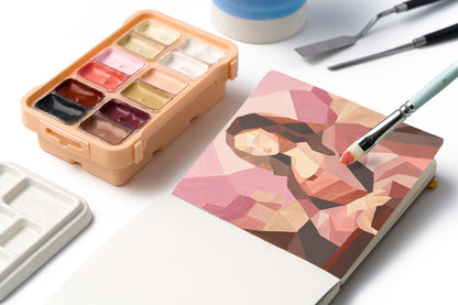 HIMI : Gouache : 12ml Twin Cups : Set of 12 : Lovely Portrait : Plastic Case : Peach