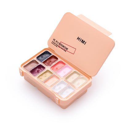 HIMI : Gouache : 12ml Twin Cups : Set of 12 : Lovely Portrait : Plastic Case : Peach