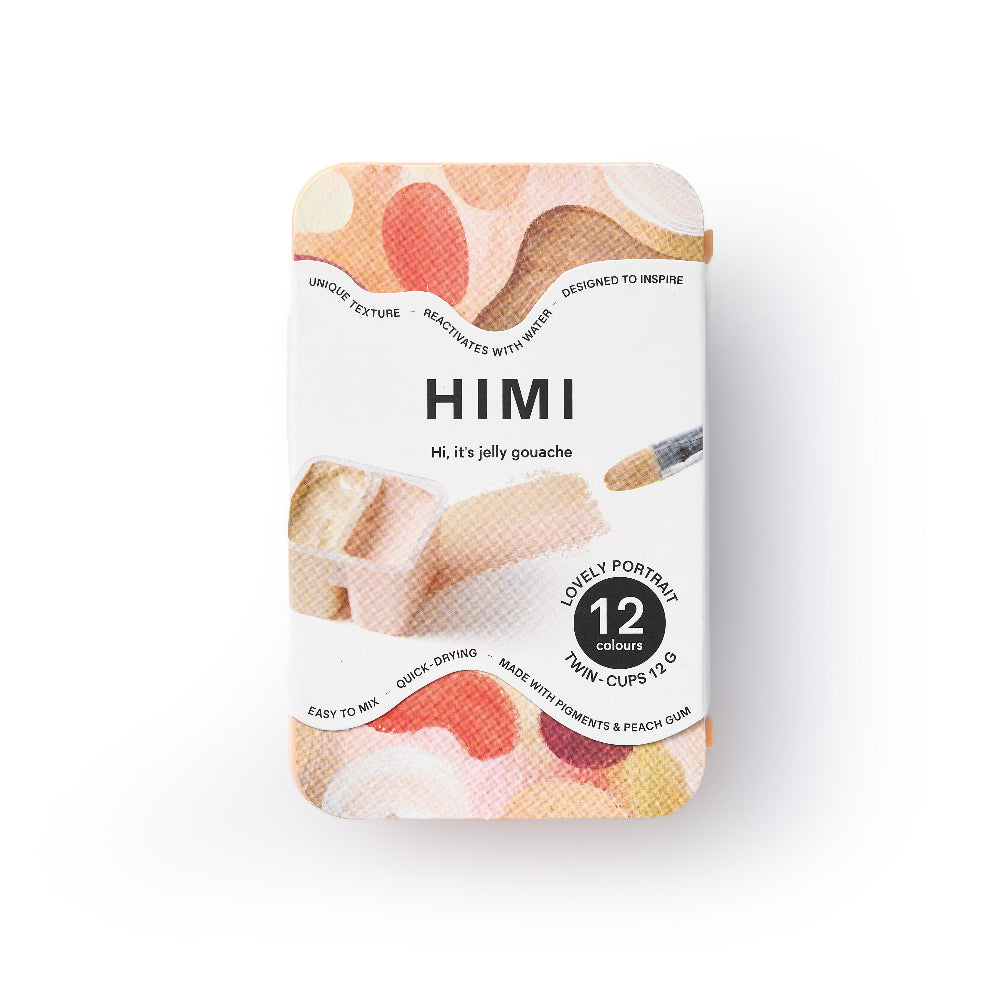 HIMI : Gouache : 12ml Twin Cups : Set of 12 : Lovely Portrait : Plastic Case : Peach