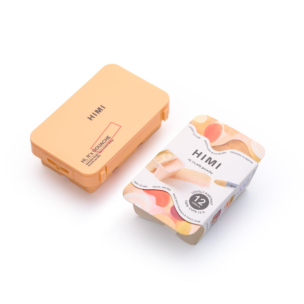 HIMI : Gouache : 12ml Twin Cups : Set of 12 : Lovely Portrait : Plastic Case : Peach
