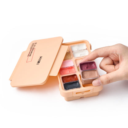 HIMI : Gouache : 12ml Twin Cups : Set of 12 : Lovely Portrait : Plastic Case : Peach