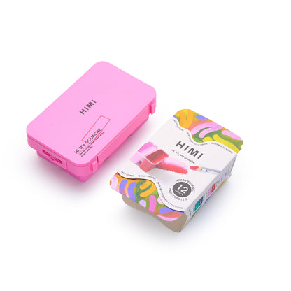 HIMI : Gouache : 12ml Twin Cups : Set of 12 : Fresh Bontanic : Plastic Case : Pink