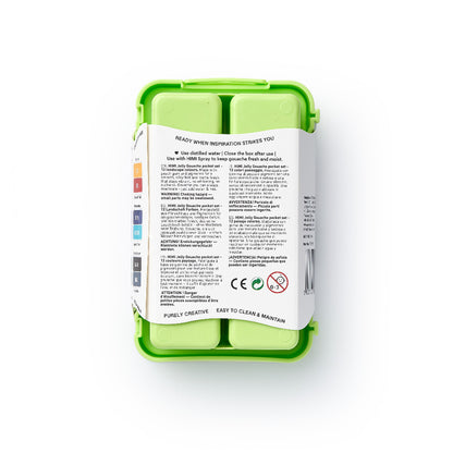 HIMI : Gouache : 12ml Twin Cups : Set of 12 : Nature Landscape : Plastic Case : Apple Green
