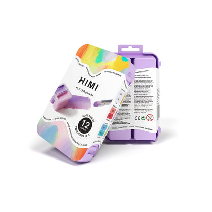 HIMI : Gouache : 12ml Twin Cups : Set of 12 : Soft Pastel : Plastic Case : Purple