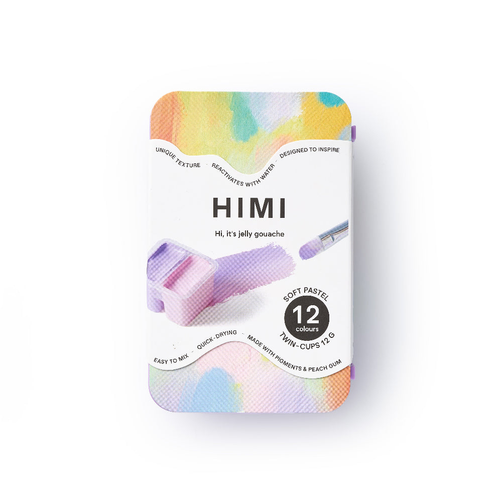 HIMI : Gouache : 12ml Twin Cups : Set of 12 : Soft Pastel : Plastic Case : Purple