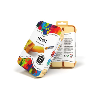 HIMI : Gouache : 12ml Twin Cups : Set of 12 : Super Vibrant : Plastic Case : Yellow