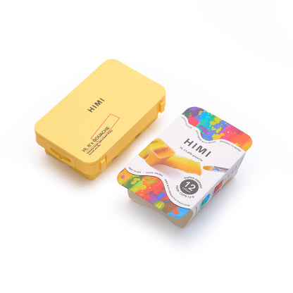HIMI : Gouache : 12ml Twin Cups : Set of 12 : Super Vibrant : Plastic Case : Yellow