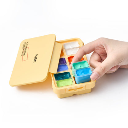 HIMI : Gouache : 12ml Twin Cups : Set of 12 : Super Vibrant : Plastic Case : Yellow