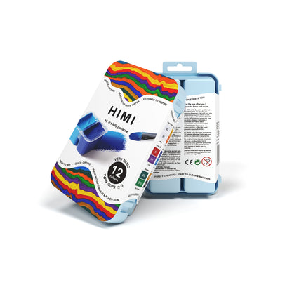 HIMI : Gouache : 12ml Twin Cups : Set of 12 : Basic : Plastic Case : Ice Blue