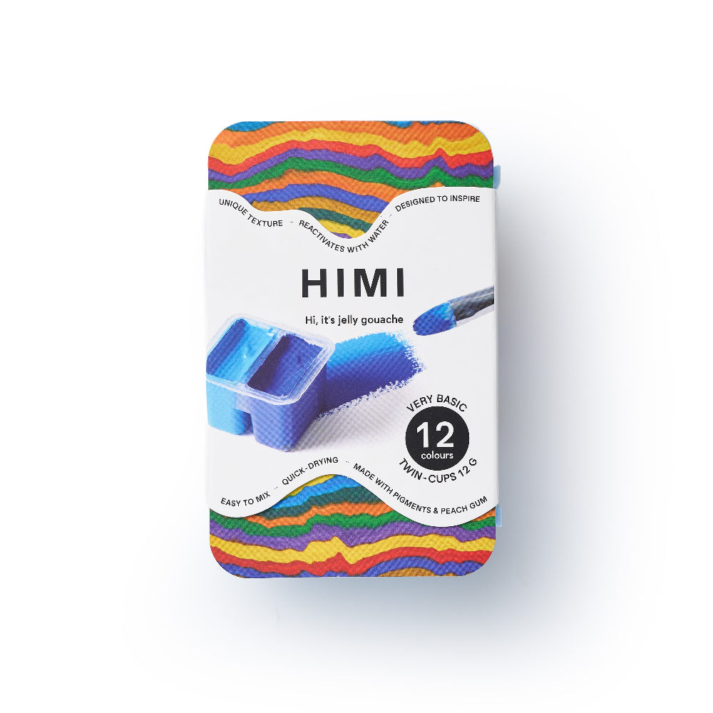 HIMI : Gouache : 12ml Twin Cups : Set of 12 : Basic : Plastic Case : Ice Blue