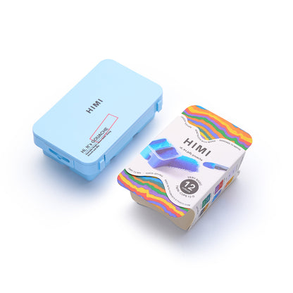 HIMI : Gouache : 12ml Twin Cups : Set of 12 : Basic : Plastic Case : Ice Blue