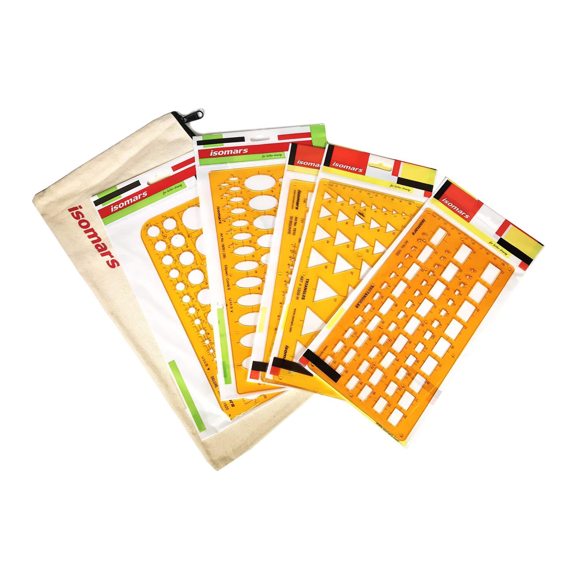 ARTdiscount Template Combo Pack - General Set (No French Curves) with bundled canvas bag
