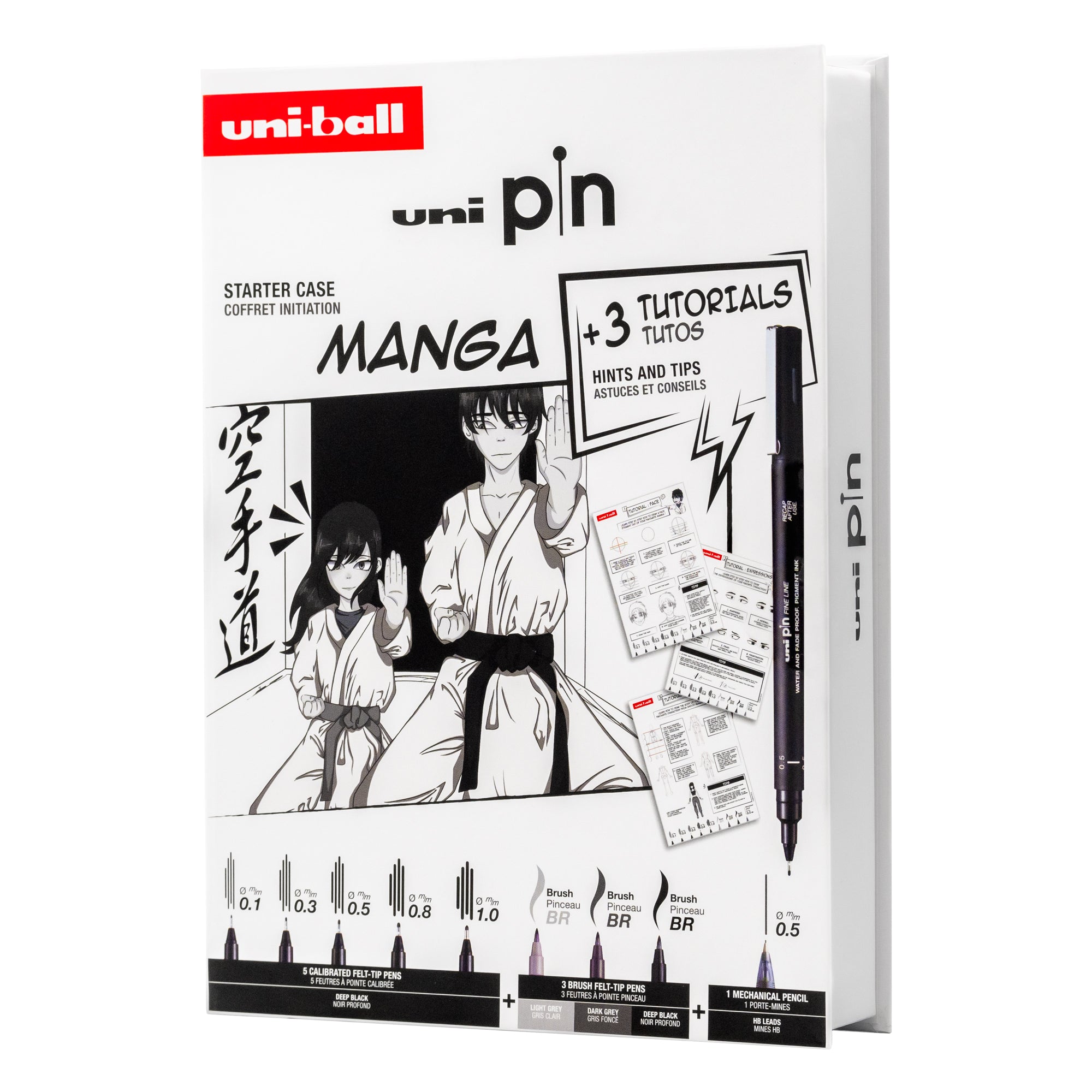 Uni Pin Fineliner Drawing Pens - Manga Starter Case