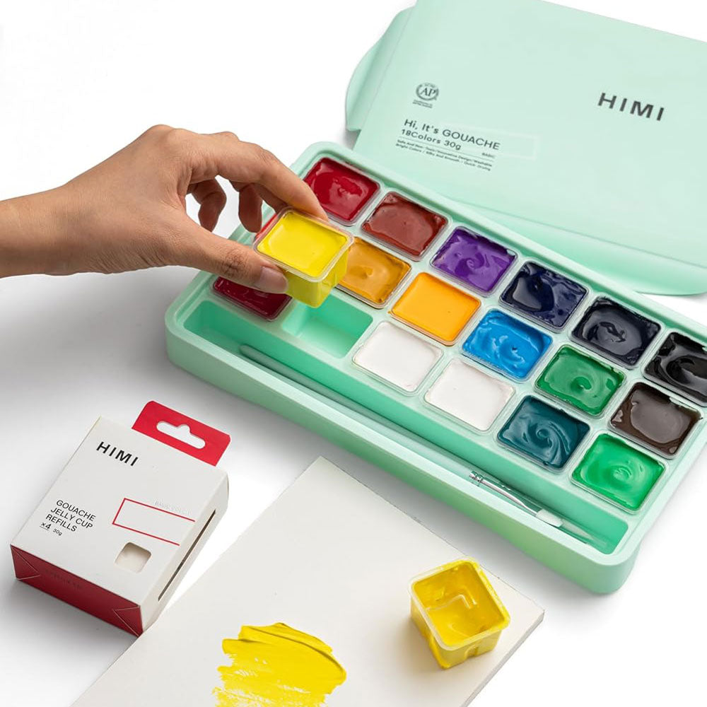 HIMI : Jelly Cup Gouache : Set of 4 Refills : 30ml x4 : Titanium White