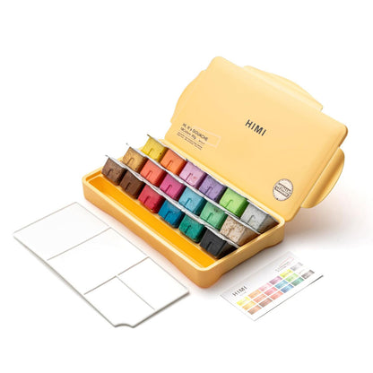 HIMI : Jelly Cup Gouache : Set of 18 : Metallic : 30g : Plastic Case : Yellow