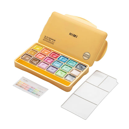 HIMI : Jelly Cup Gouache : Set of 18 : Metallic : 30g : Plastic Case : Yellow