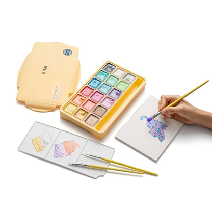 HIMI : Jelly Cup Gouache : Set of 18 : Metallic : 30g : Plastic Case : Yellow