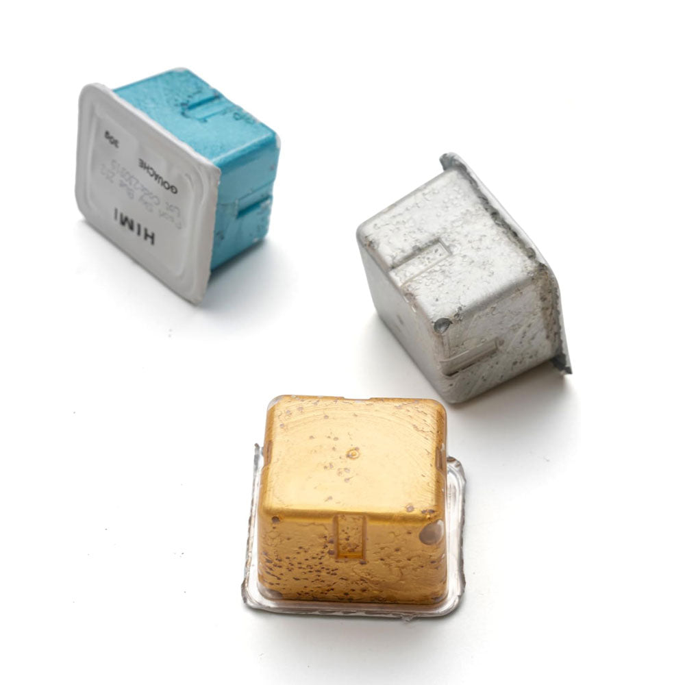 HIMI : Jelly Cup Gouache : Set of 18 : Metallic : 30g : Plastic Case : Yellow