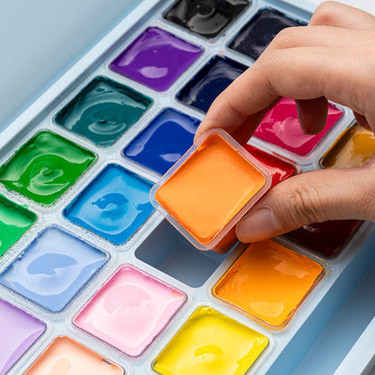 HIMI : Jelly Cup Gouache : Set of 24 : 30ml : Plastic Case : Ice Blue