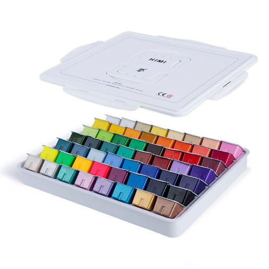 HIMI : Jelly Cup Gouache : Set of 56 : 30ml : Plastic Case : White