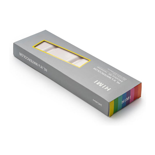 HIMI : Solid Watercolour : Set of 24 Half Pans : 1 Brush Included : Metal Case