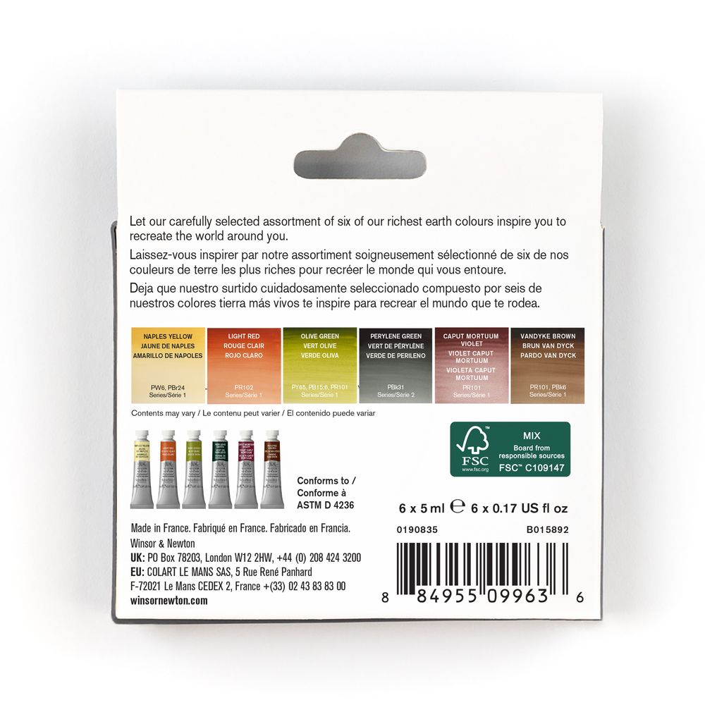 Winsor & Newton : Professional Watercolour : 5ml : Rich Earth : Set of 6
