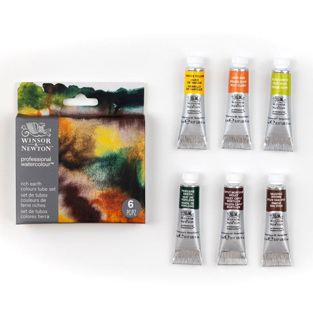 Winsor & Newton : Professional Watercolour : 5ml : Rich Earth : Set of 6