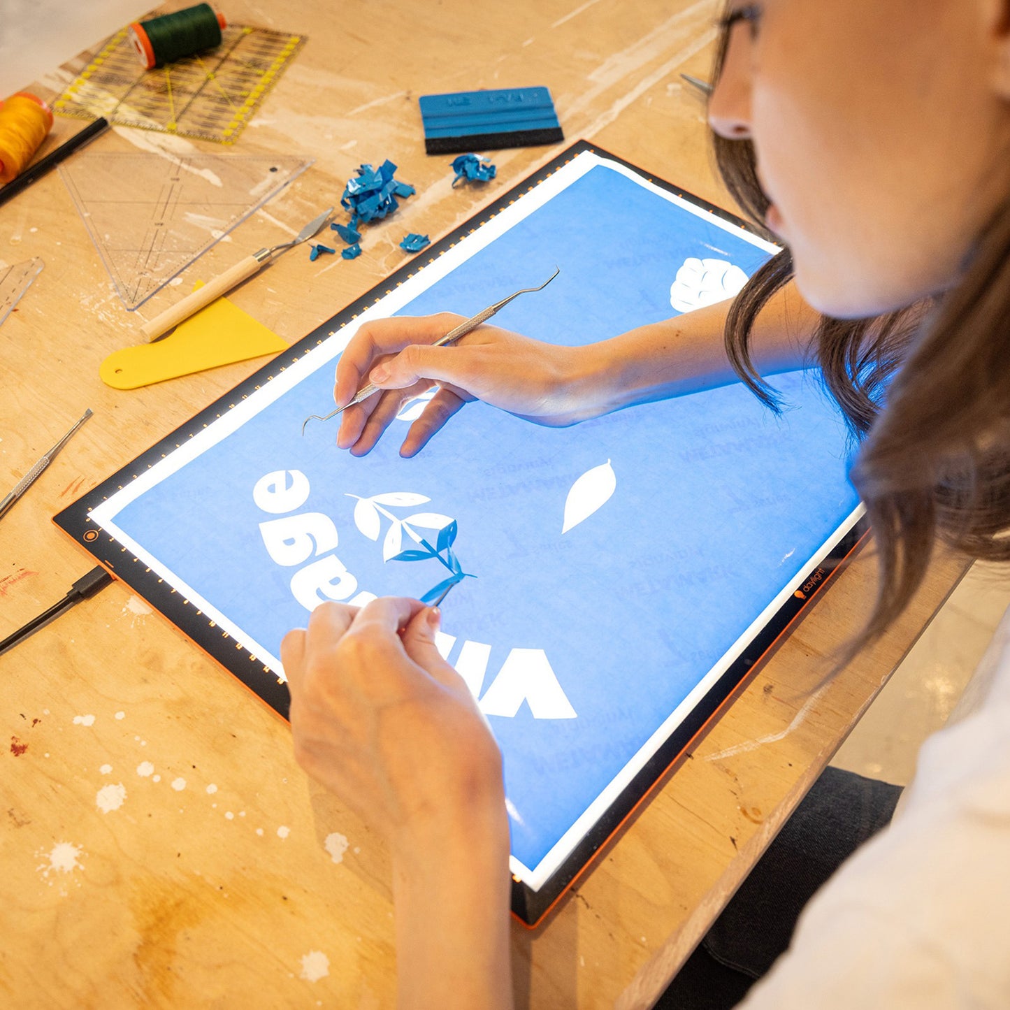 Wafer 2 Lightpad in use for crafting