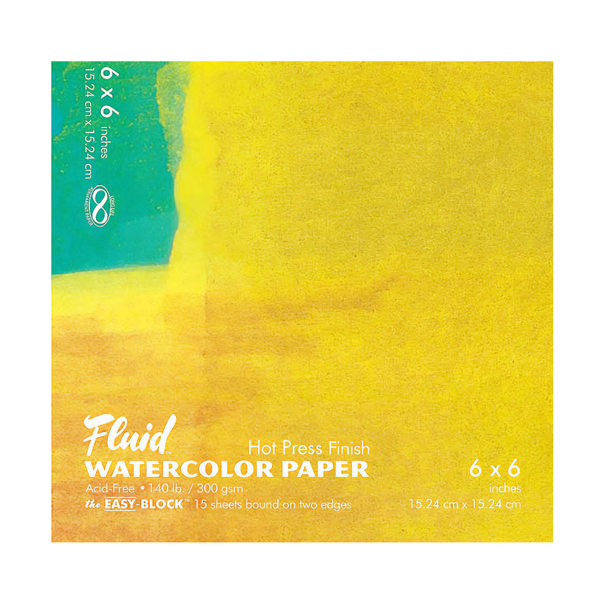 Fluid Watercolour Blocks 300gsm (140lb) (Hot press) - 6 x 6 inches