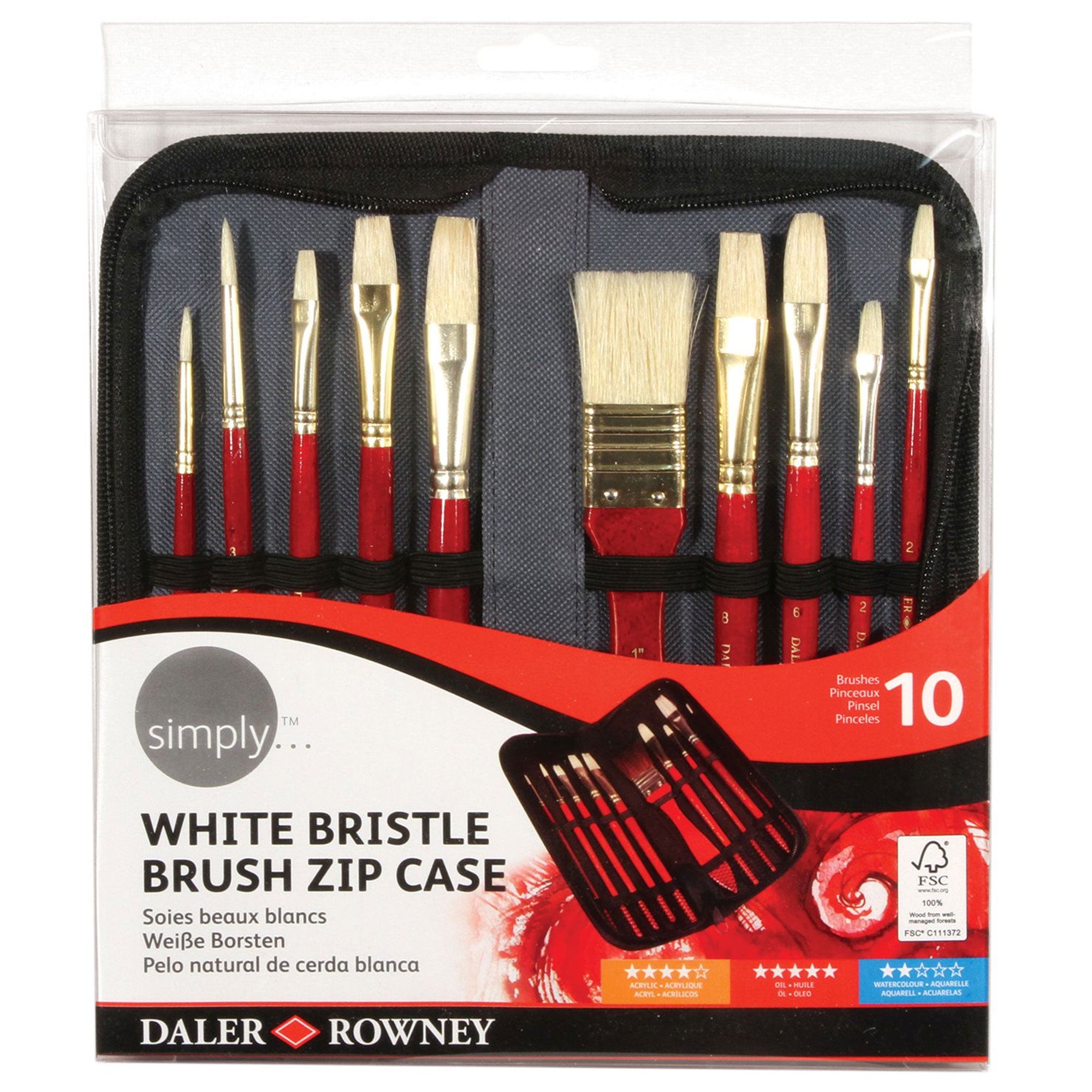 Daler-Rowney Simply White Bristle Brush Zip Case