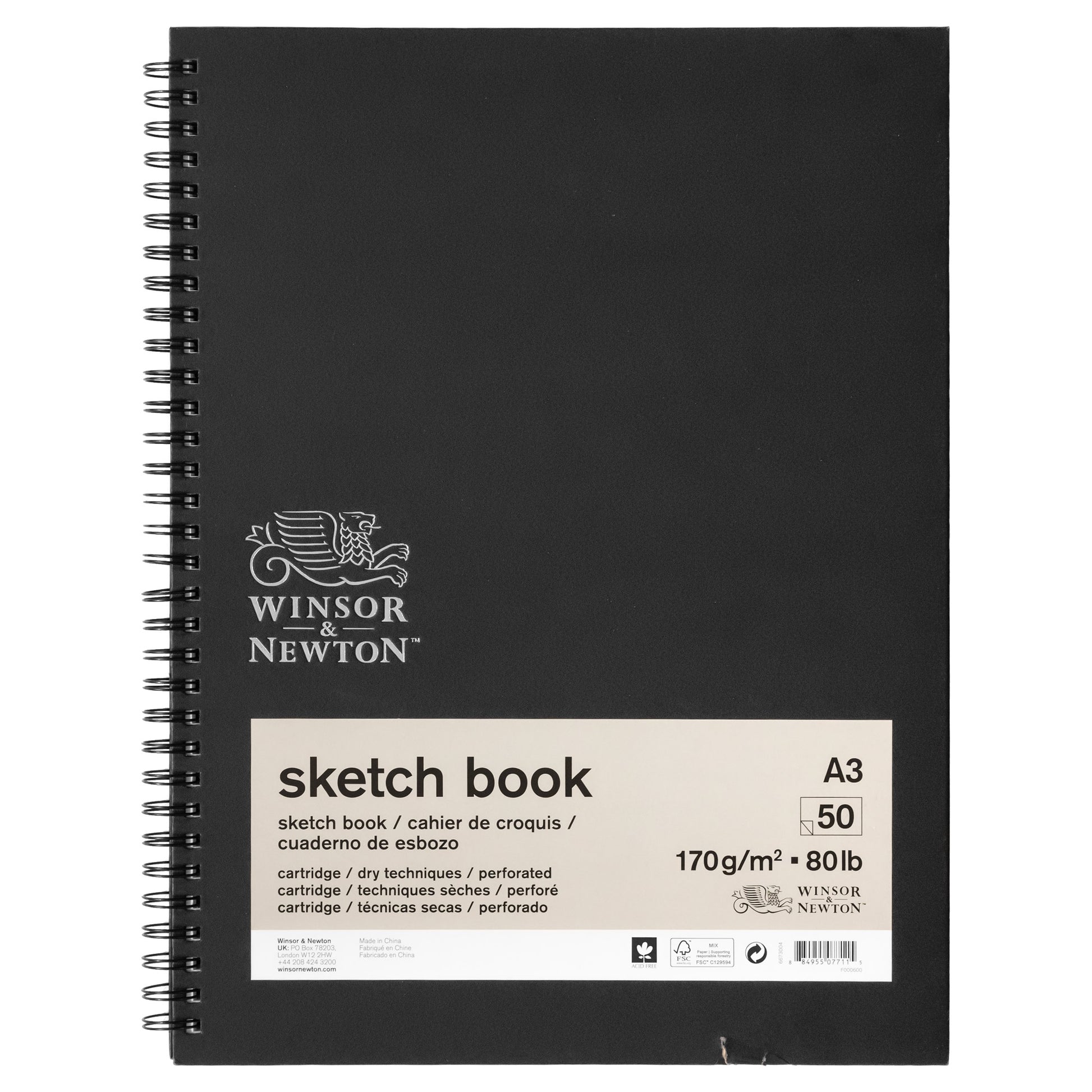 Slightly Damaged Item - Dented Cover - Winsor & Newton Heavyweight Wire-O Hardback Sketchbook - 170gsm - 50 Sheets