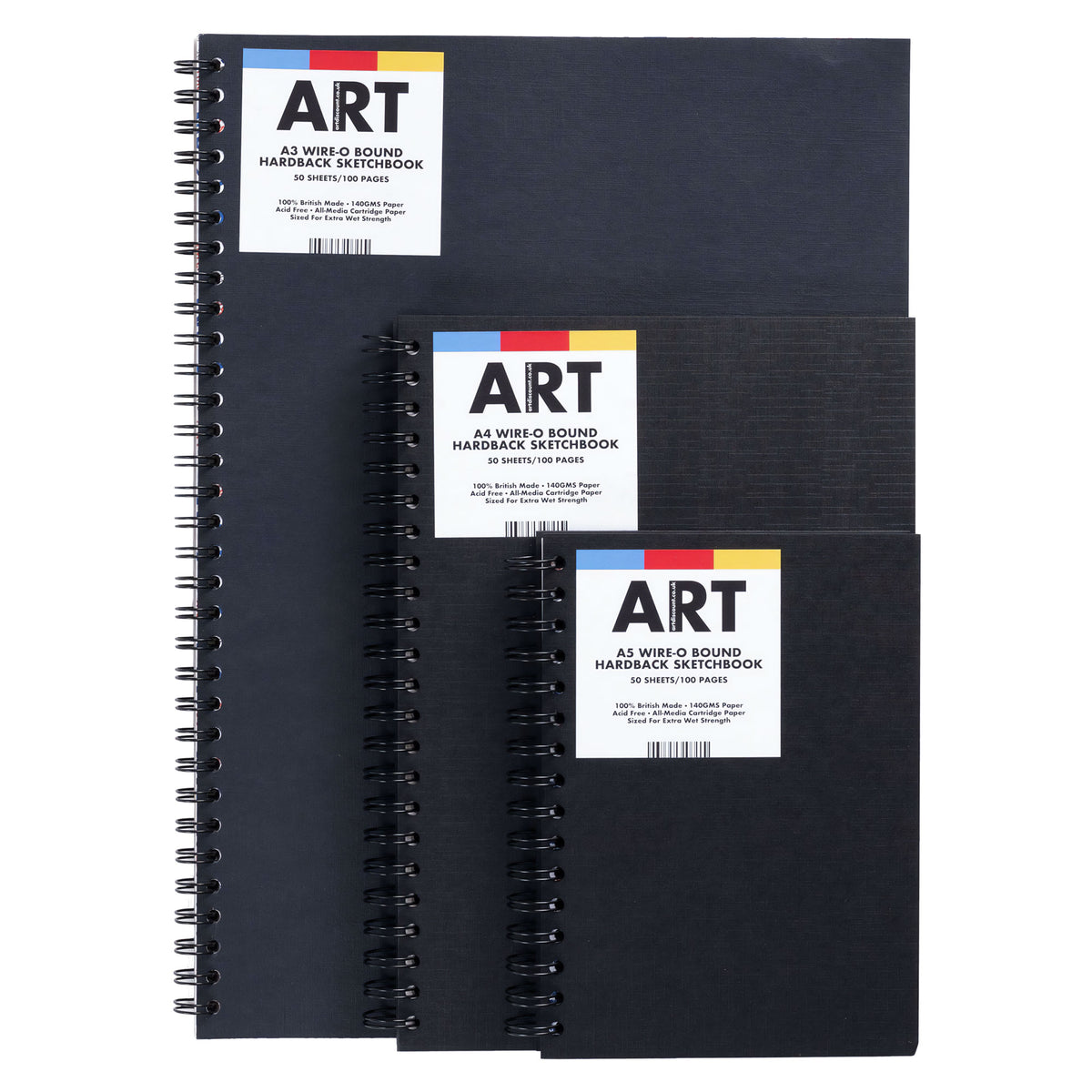ARTdiscount Wire-o Bound Hardback Sketchbook in sizes A3, A4, and A5