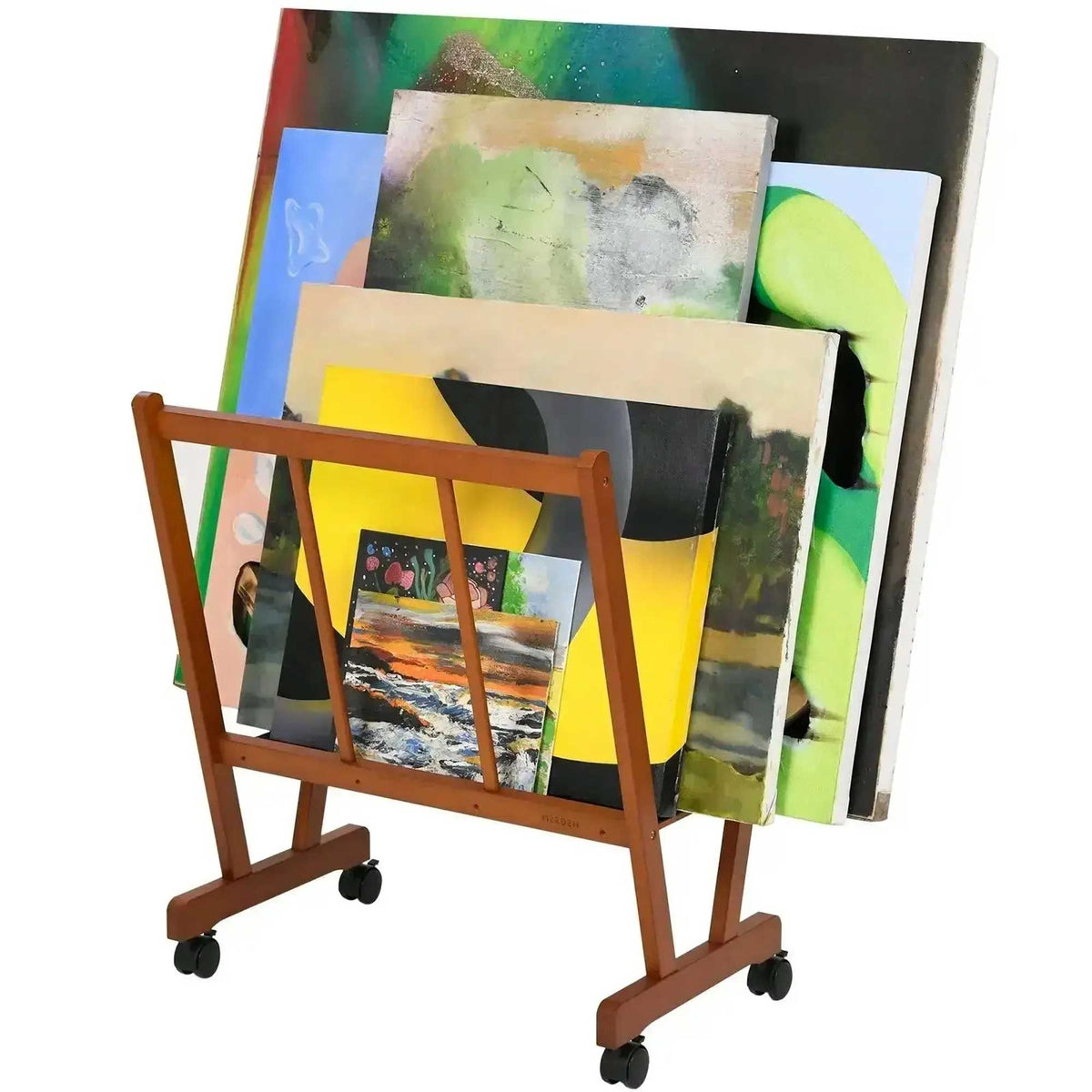 MEEDEN Large Artists Print Rack with Castors - Walnut