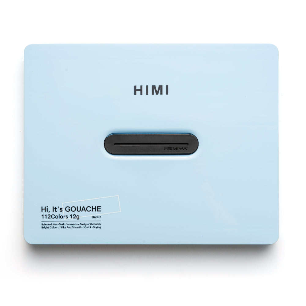 HIMI : Jelly Cup Gouache : 12ml Twin Cups : Set of 112 Colours : Plastic Case : Ice Blue