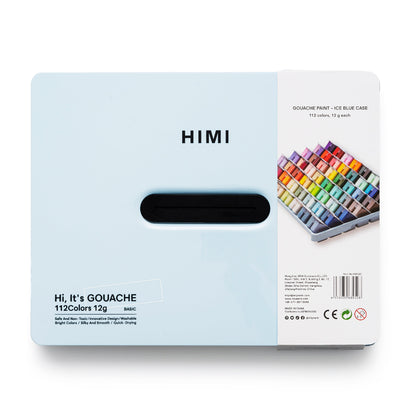 HIMI : Jelly Cup Gouache : 12ml Twin Cups : Set of 112 Colours : Plastic Case : Ice Blue