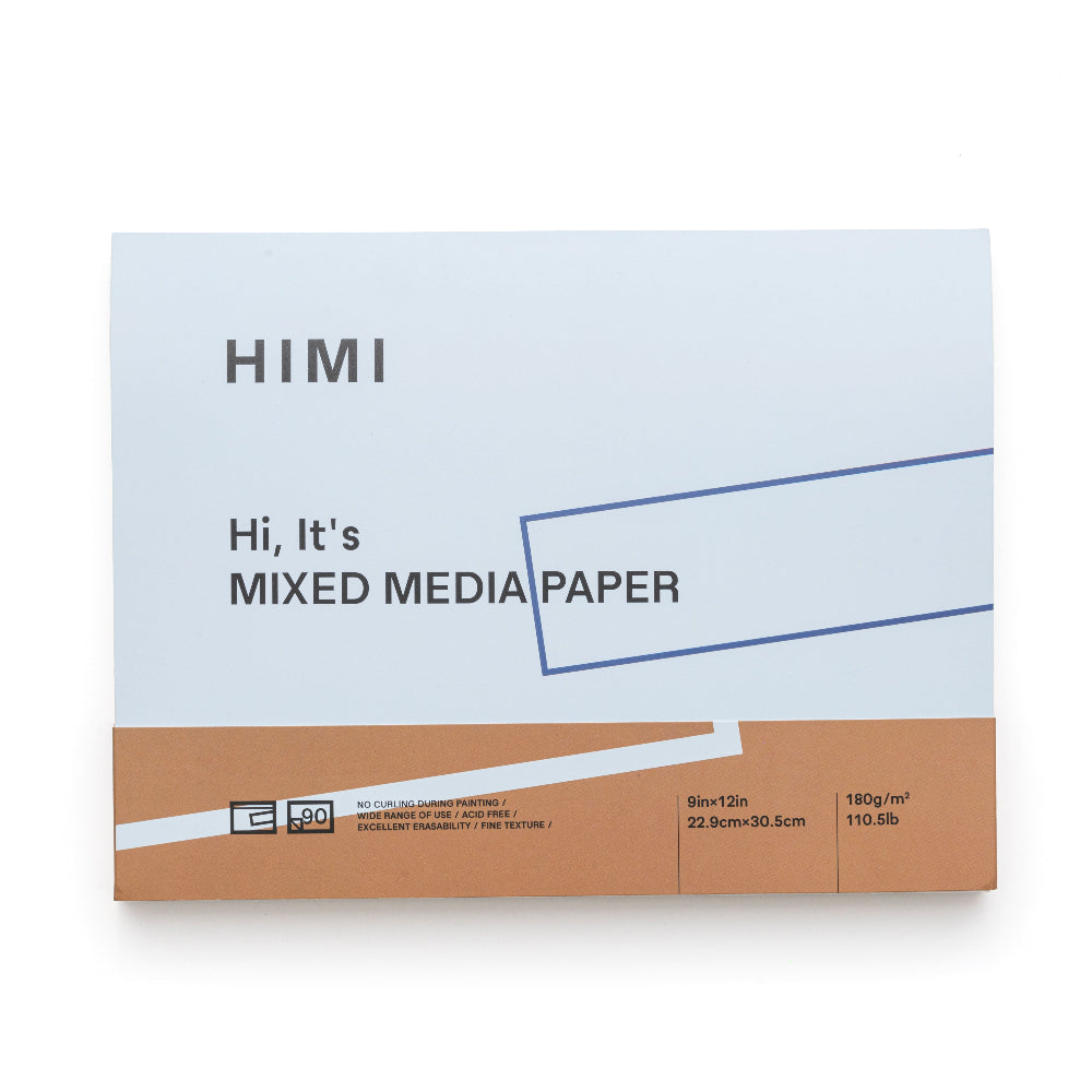 HIMI : Mixed Media Paper : Pad : 22.9x30.5cm (Apx.9x12in) : 180gsm : 90 Sheets