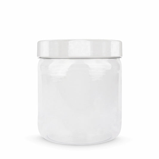 Studio Essentials : Empty Plastic Screw Top Jar : 250ml : White Lid
