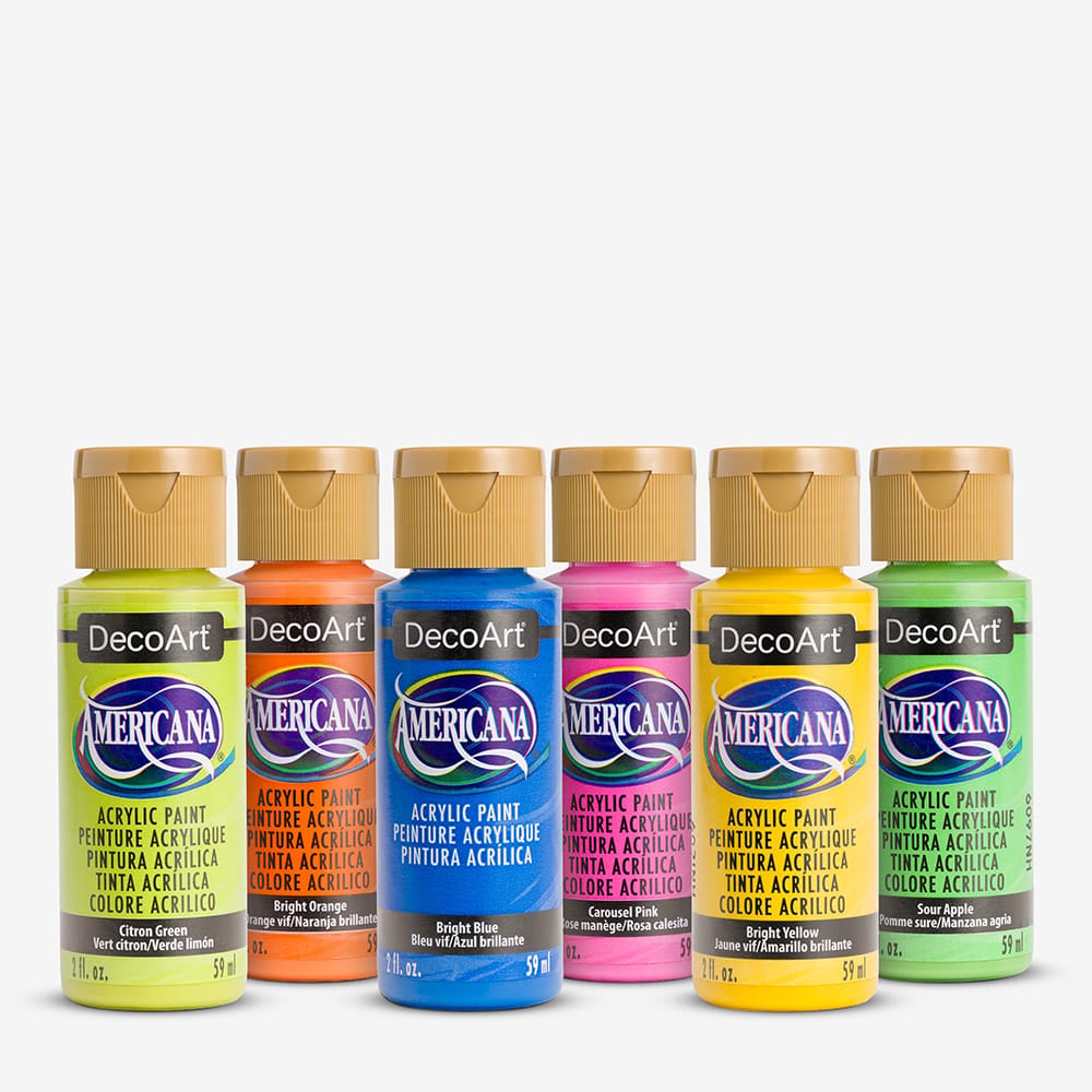 Deco Art : Americana : Acrylic Paint : 59ml : Bright Colours : Set of 12