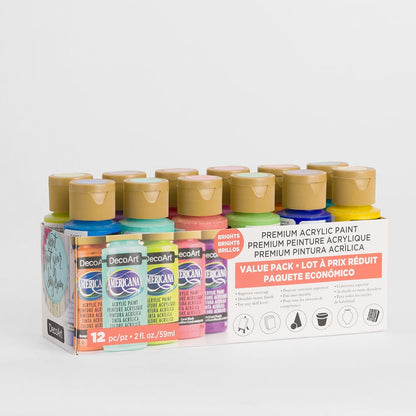 Deco Art : Americana : Acrylic Paint : 59ml : Bright Colours : Set of 12