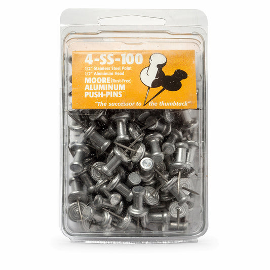 Studio Essentials : Aluminium and Stainless Steel 1/2in Push Pin : Box of 12