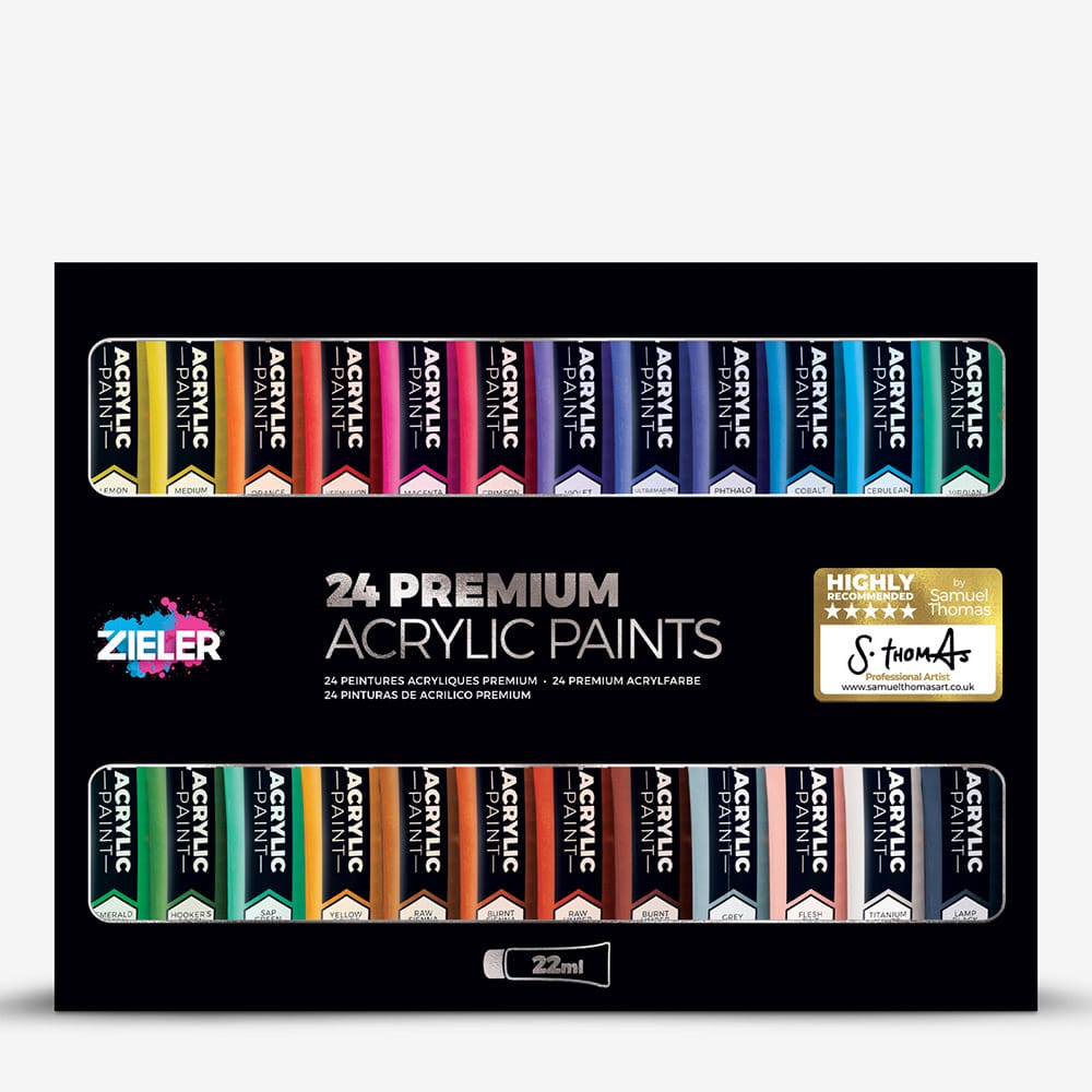 Zieler : Artists Acrylic Complete Paint Set : Set of 30