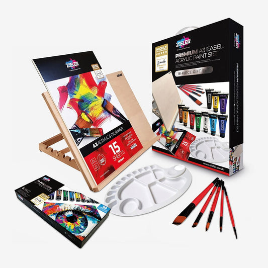 Zieler : Premium Easel Acrylic Gift Set : A3 : Set of 18