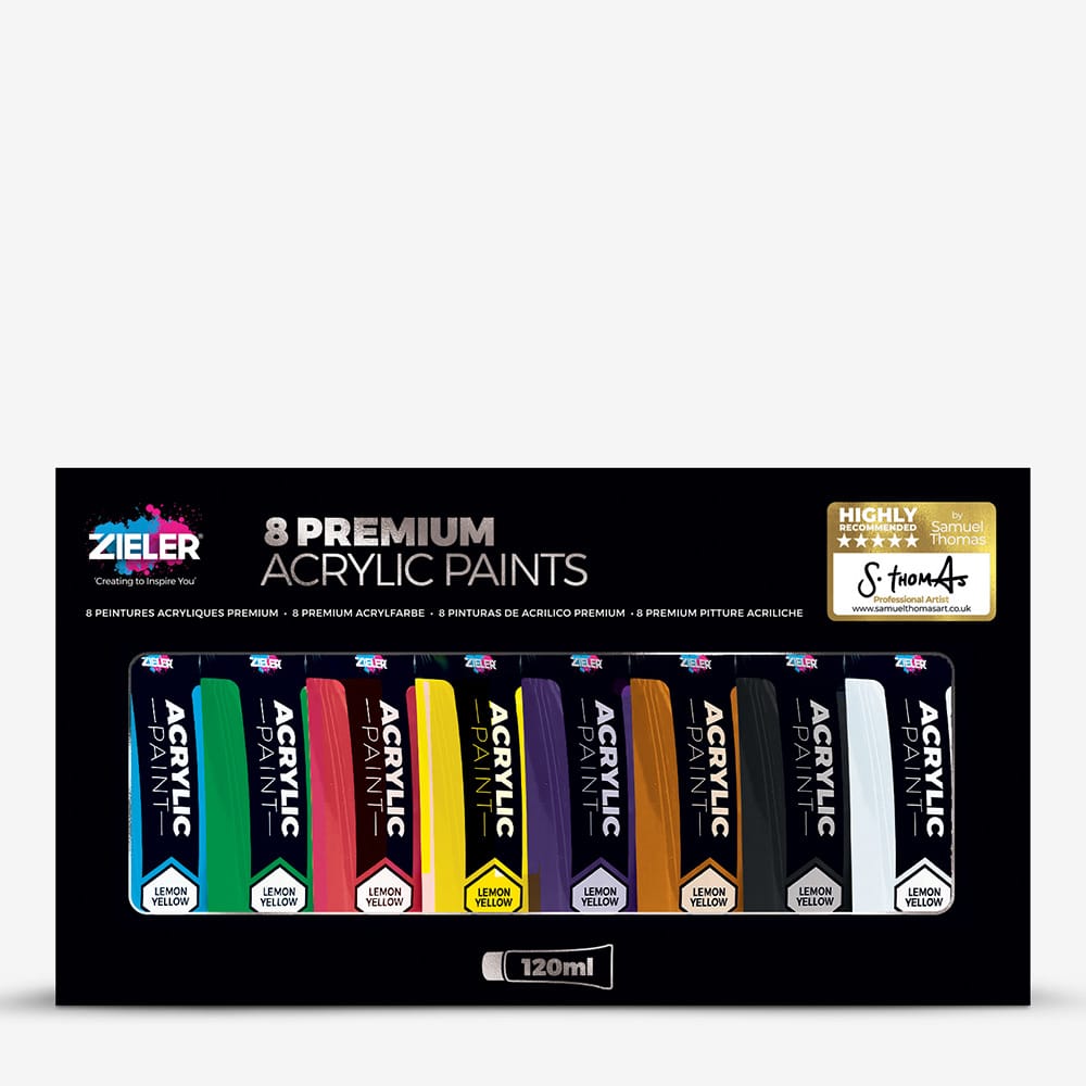 Zieler : Premium Acrylic Paint : 120ml : Set of 8