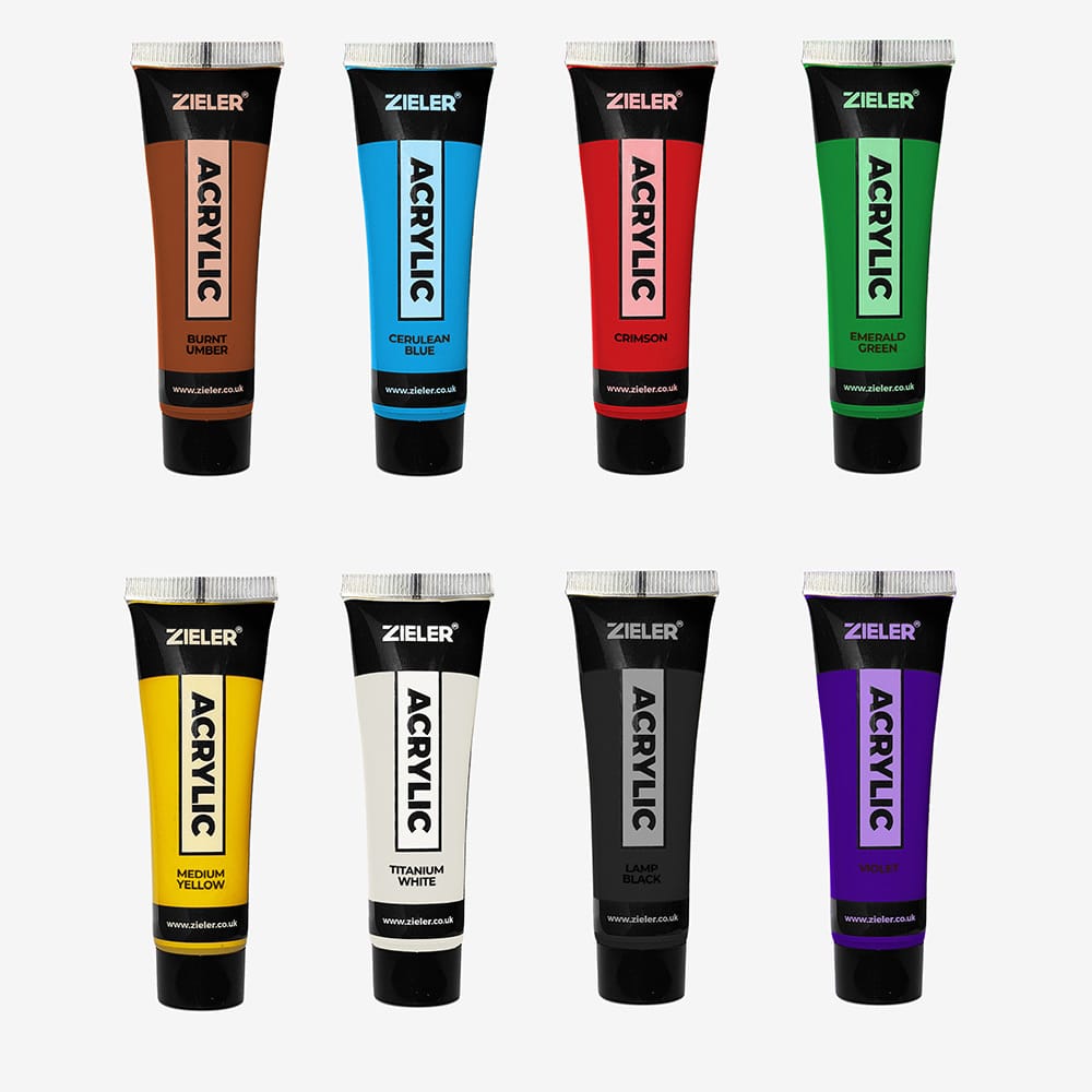 Zieler : Premium Acrylic Paint : 120ml : Set of 8