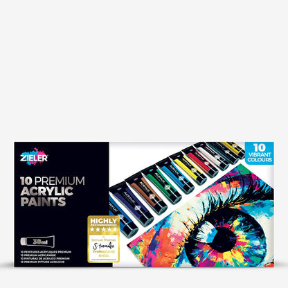 Zieler : Premium Acrylic Paint : 38ml : Set of 10