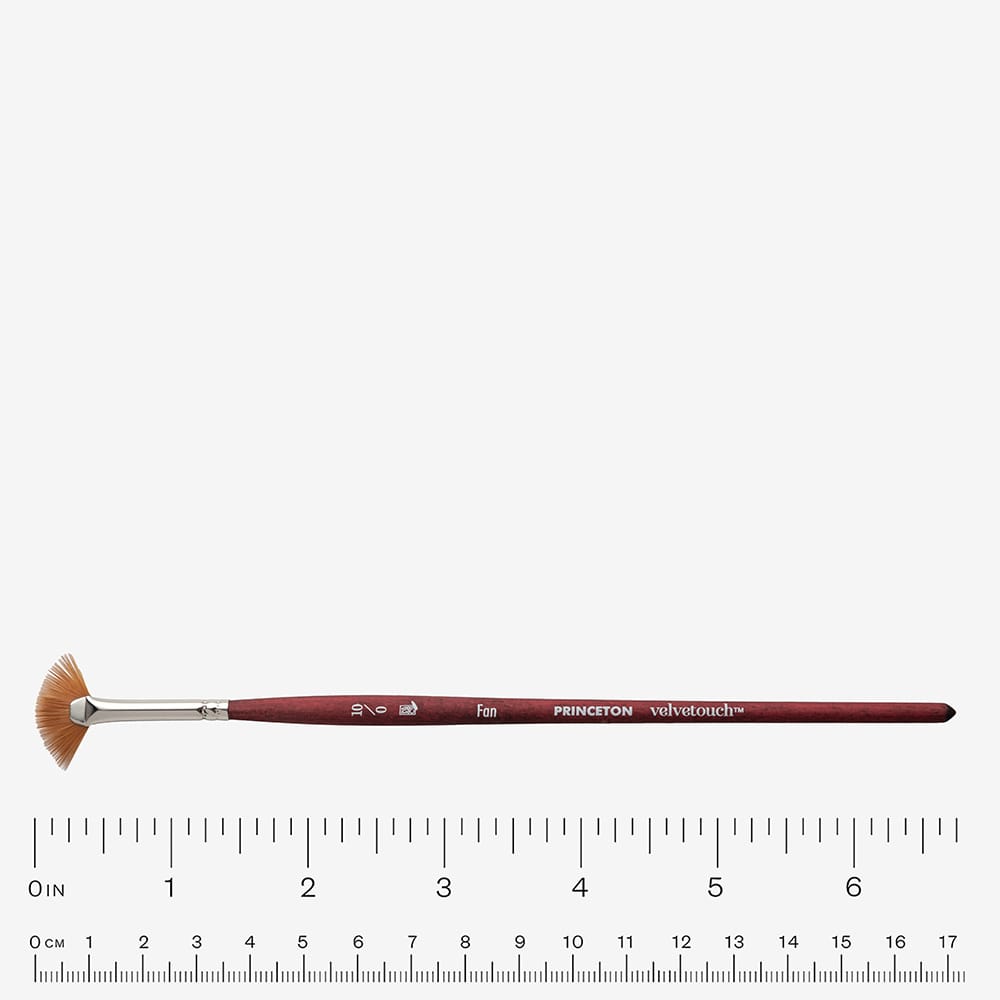 Princeton : Velvetouch : Series 3950 : Short Handle : Fan : Size 10/0