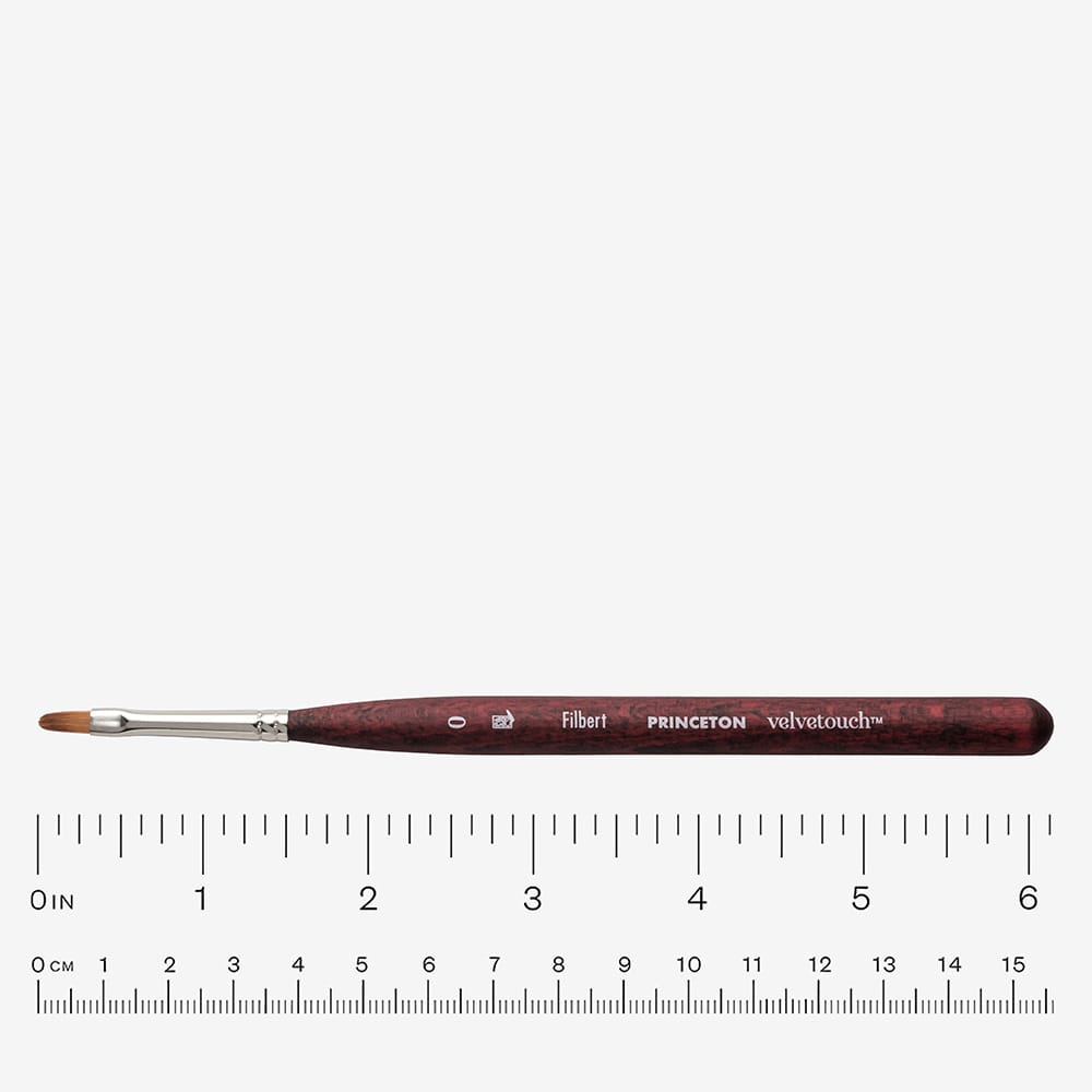 Princeton : Velvetouch : Series 3950 : Short Handle : Mini Filbert : Size 0