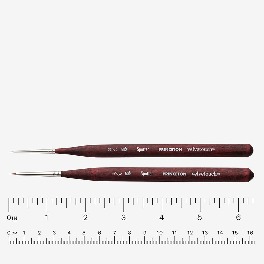 Princeton : Velvetouch : Series 3950 : Short Handle : Mini Tight Spotter : Size 3/0